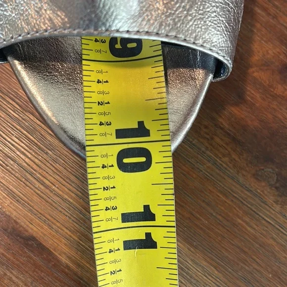 Burberry Metallic Gold Wooden Wedge Heel Leather Criss Cross Sandal - 41 10 - Picture 14 of 16